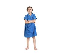 ALLEN & MATE 100% Cotton Kids Changing Robe Surf Poncho, Safety Certified Oversized Hooded Wearable Towel for Boys & Girls (Blue)