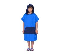 ALLEN & MATE 100% Cotton Kids Changing Robe Surf Poncho, Safety Certified Oversized Hooded Wearable Towel for Boys & Girls (Royal Blue Navy Blue)