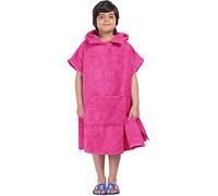 ALLEN & MATE 100% Cotton Kids Changing Robe Surf Poncho, Safety Certified Oversized Hooded Wearable Towel for Boys & Girls (Pink Starfish)