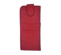 ALLEN & MATE 100% LEATHER Eyeglasses Case Lightweight Slim Soft Pouch Sleeve for Reading Spectacles with Glass Cleaning Cloth (Rose Red Elite)