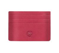 ALLEN & MATE 100% Leather Minimalist Wallet - Slim RFID Blocking Card Holder for Men & Women - Holds 6 Cards & Cash (Rose Red)