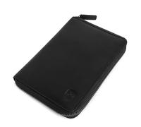 ALLEN & MATE 100% Leather Passport Holder Travel Wallet, RFID Blocking Travel Folio Travel Document Organiser for Men & Women (Black with Zip)