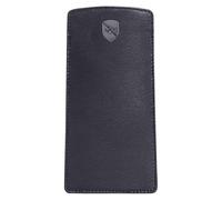 ALLEN & MATE 100% Leather Slim Glasses Case for Reading and Computer Glasses for Men & Women (Navy Blue Premium)