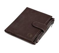 ALLEN & MATE 100% Leather Women Wallet Compact RFID Blocking Small Ladies Purse Bi-fold Wallet with Zipper Coin Pocket with ID Window (Brown Premium)