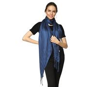 ALLEN & MATE 100% Viscose Ladies Shawl Scarf Wrap Stole - Soft Lightweight Large Size 78 x 27 in (200 x 70 cm) - Elegant Pashmina for Travel, Evening, Wedding & Gifting (Imperial Blue)