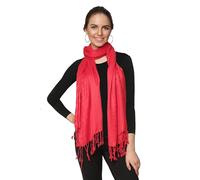 ALLEN & MATE 100% Viscose Ladies Shawl Scarf Wrap Stole - Soft Lightweight Large Size 78 x 27 in (200 x 70 cm) - Elegant Pashmina for Travel, Evening, Wedding & Gifting (Bright Red)