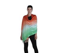 ALLEN & MATE 100% Viscose Ladies Shawl Scarf Wrap Stole - Soft Lightweight Large Size 78 x 27 in (200 x 70 cm) - Elegant Pashmina for Travel, Evening, Wedding & Gifting (Orange/Green Ombre)
