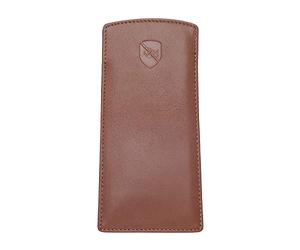 ALLEN & MATE Genuine Leather Eyeglass Case, Slim Slip-In Reading Glasses | 100% Genuine Leather, Interior Fits to 5.5in Wide x 1.8in Lens Height, Cleaning Cloth, Not for Sunglasses