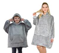 ALLEN & MATE Hoodie Blanket Ultra Soft Warm Cosy Sherpa Fleece Oversized Sweatshirt for Boys Girls Teens Women Men Adults (Grey, 9-14 Years)