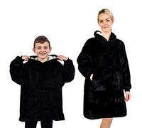 ALLEN & MATE Hoodie Blanket Ultra Soft Warm Cosy Sherpa Fleece Oversized Sweatshirt for Boys Girls Teens Women Men Adults (Black, One Size)