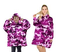 ALLEN & MATE Hoodie Blanket Ultra Soft Warm Cosy Sherpa Fleece Oversized Sweatshirt for Boys Girls Teens Women Men Adults (Pink Camo, One Size)