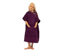 ALLEN & MATE Kids Surf Poncho Towel Robe, Hooded Changing Robe, 6-13 Years | 100% Cotton Terry, Hood, Front Pocket, Free Head Towel, Fits 46-62in Tall, Change Underneath, Pool Beach Swim, Machine Wash