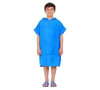 ALLEN & MATE Kids Surf Poncho Towel Robe, Hooded Changing Robe, 6-13 Years | 100% Cotton Terry, Hood, Front Pocket, Free Head Towel, Fits 46-62in Tall, Change Underneath, Pool Beach Swim, Machine Wash