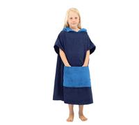 ALLEN & MATE Kids Surf Poncho Towel Robe, Hooded Changing Robe, 6-13 Years | 100% Cotton Terry, Hood, Front Pocket, Free Head Towel, Fits 46-62in Tall, Change Underneath, Pool Beach Swim, Machine Wash