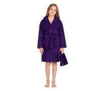 ALLEN & MATE Kids Terry Cloth Bathrobe, Hooded Towel Robe, Ages 6-15 Years | 100% Cotton Terry, 2 Deep Pockets, Free Face Towel, Fits 120-163cm Tall, Boys Girls Teen, Swim Beach Pool, Machine Wash