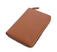 ALLEN & MATE Passport Holder Travel Wallet, 100% Leather RFID Blocking Travel Document Organiser for Men & Women