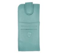 ALLEN & MATE Real Leather Glasses Case Slim Soft Pouch Sleeve for Reading Spectacles with Glass Cleaning Cloth (Lagoon Elite)