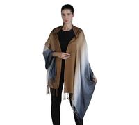 ALLEN & MATE Soft Ladies Scarves Pashmina Shawls and Wraps for Wedding Scarfs Handcrafted for Women Winter (Mocha/Cool Grey Ombre)