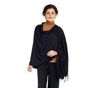 ALLEN & MATE Soft Ladies Scarves Pashmina Shawls and Wraps for Wedding Scarfs Handcrafted for Women Winter (Black)