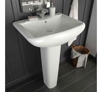 allen rectangular full pedestal basin without waste 580mm wide 1th - white