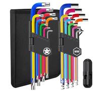 Allen Torx Key Set 18pcs,Color Coding L Keys Set Including 9pcs Allen Hex Key Set & 9Pcs Torx Star Key Set with Torque Handle and Tool Bag,Cr-V Steel