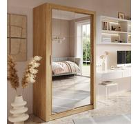 allen wooden mirrored 120cm wardrobe in artisan oak
