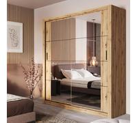 allen wooden wardrobe 2 mirrored sliding doors in artisan oak