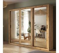 allen wooden wardrobe 3 mirrored sliding doors in artisan oak