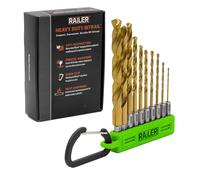 Allen Wrench Drill Bit Set - Railer High Speed Titanium 10pc Hex Shank Drill Bit Set for Impact Driver w/Bit Holder. Multi-Purpose Drill Bits for Metal, Wood, PVC. brocas para Madera