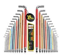 Allen Wrenches Sets, 26pcs Full Size SAE & Metric Hex Key Set with Tool Organizer Bag, Heavy Duty Extra Long Arm Allen Wrenche Sets, Ball End Allen Keys, Color Coded Premium Allen Wrench Set