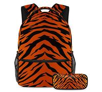 Allenada Leisure Campus Travel Backpacks with Pen Case Tiger Stripe Bags with Bottle Holder for Girls Boys