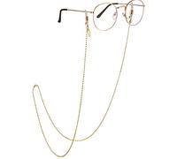 AllenCOCO 18K Gold Plated Eyeglass Chain Sunglasses Eyewear Strap Holder Reading Glasses Retainer for Women, 18k Faceted Beads, One Size