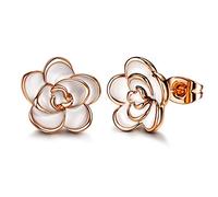 AllenCOCO Rose Flower Stud Earrings for Women Sensitive Ears, Hypoallergenic Cute Gold And Silver Rose Flower Earrings Studs for Women Nickel Free, 0.47, Yellow Gold Silver, No Gemstone