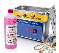 Allendale 0.7L Ultrasonic Cleaner Kit 35W, Inc 1L UltroJewel Fluid | Ready to use, fluid included, Stainless steel, Fluid makes 11L, aluminium-safe, 175x175mm, UK-designed, 15+ years brand