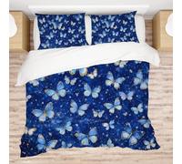 Allenjoy Blue Dreamy Butterfly Wonderland Comforter Set with 2 Pillowcases for Bedroom Bedding Decor, Decorations for Girls Kids Teens Daughter Sister Full Size