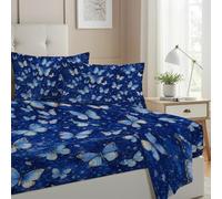 Allenjoy Blue Dreamy Butterfly Wonderland Sheets Set with Fitted Sheet, Flat Sheet and 2 Pillowcases for Bedding Bedroom Decor, Decorations for Girls Kids Teens Daughter Sister Full Size