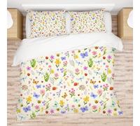 Allenjoy Butterflies Flowers Cute Countryside Comforter Set with 2 Pillowcases for Bedroom Bedding Decor, Decorations for Girls Kids Teens Daughter Sister Queen Size