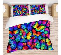 Allenjoy Butterfly Blue and Purple Comforter Set with 2 Pillowcases for Bedroom Bedding Decor, Decorations for Girls Kids Teens Daughter Sister Full Size