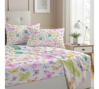 Allenjoy Butterfly Watercolor Multicolor Dream Sheets Set with Fitted Sheet, Flat Sheet and 2 Pillowcases for Bedding Bedroom Decor, Decorations for Girls Kids Teens Daughter Sister Queen Size