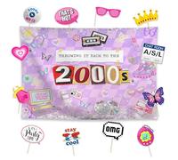 Allenjoy Early 2000S Retro 00'S Party Decorations Set - 13 Piece Kit with 59"x35" Backdrop, 12 Photo Booth Props, Decor Supplies, Favors for Girl Men Boy Women