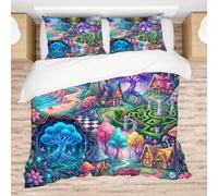 Allenjoy Morden Wonderland Comforter Set with 2 Pillowcases for Bedroom Bedding Decor, Decorations for Kids Boys Girls Men Queen Size