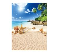 Allenjoy Summer Tropical Beach Seaside Backdrop Hawaii Island Palm Trees Photography Background for Pictures Sea Luau Themed Party 6x8ft Kids Portrait Photoshoot Decorations Photo Booth Studio Props