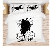 Allenjoy Twin Size Shadowy Creature Rising Comforter Set Broken Mask Figure Bed Bedding Sets Bedroom Decor with 1 Pillowcase SC00825-005