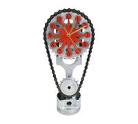 ALLENPRO Gear Clock Rotating Gear Timing Chain Desktop Vintage Steampunk Industrial Home Decor Clock-Unique Vintage Clock (Red)