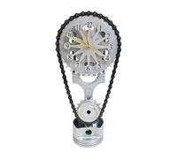 ALLENPRO Vintage Gear Clock Rotating Gear - Steampunk Industrial Desktop Decor with Silent Timing Chain, Retro Design for Home Office & Man Gifts (Gray)