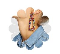 Allereya Boho Acrylic Earrings Trapezoid Drop Dangle Earrings Long Geometric Circle Earring Colorful Leopard Earrings Vintage Statement Earrings Jewelry for Women and Girls Gift