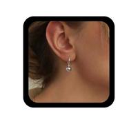 Allereya Boho Ball Hoop Dangle Earrings Round Bead Drop Earring Silver Ball Huggie Hoop Earrings Polished Balls Earring Minimal Beaded Jewelry for Women