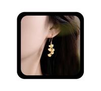 Allereya Boho Gold Metal Leaves Drop Earring Ginkgo Leaf Dangle Earrings Gold Fan Earring Ginkgo Biloba Leaf Earrings Minimalist Leaves Dangle Jewelry for Women