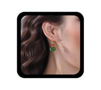 Allereya Boho Green Ball Dangle Earrings Resin Ball Earrings Glass Ball Earring Gemstone Beads Earring for Women