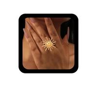 Allereya Gothic Heavenly Sun Ring Adjustable Sunburst Rings Gold Sun Finger Ring Sunshine Statement Rings Large Sunburst Jewellery for Women